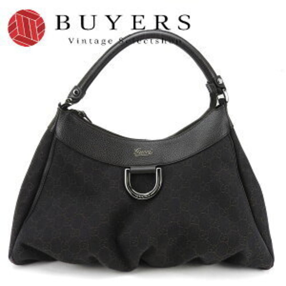 Gucci Hobo Shoulder Bag GG Canvas Leather Brown Hand